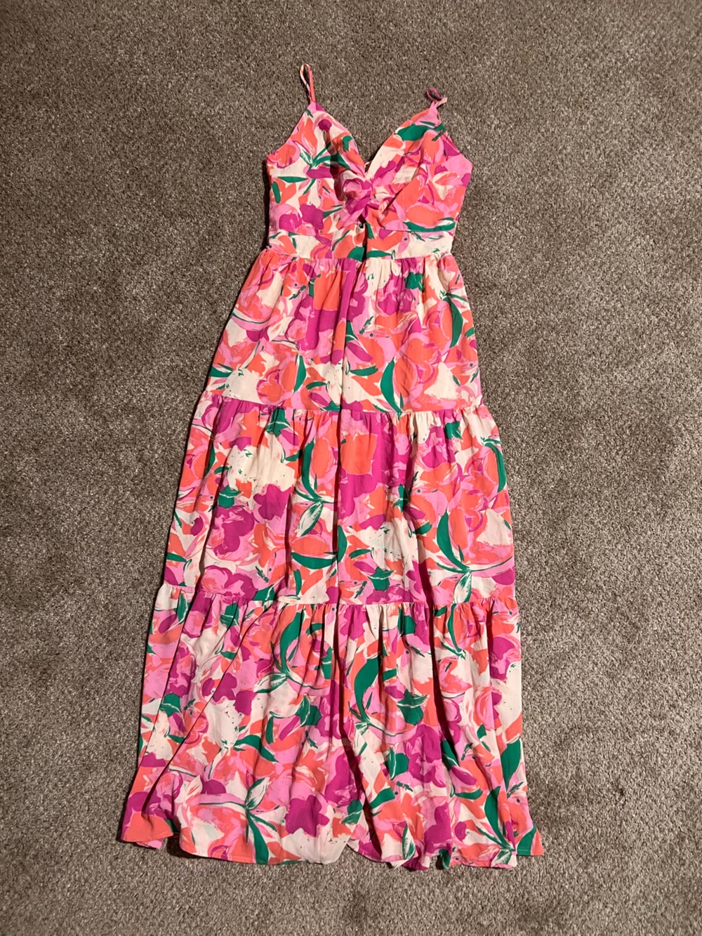 entro Pink & Coral Floral Strapless Maxi Dress